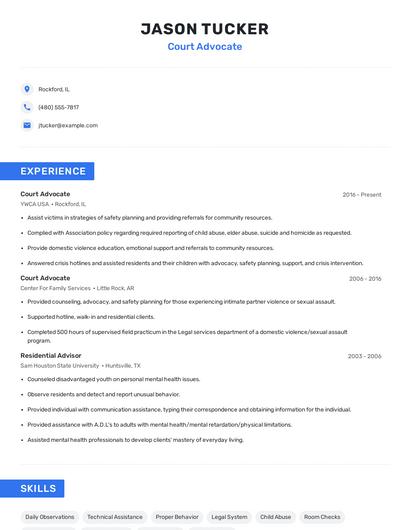 Court Advocate Resume