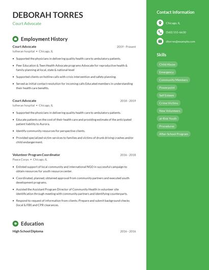 Court Advocate Resume