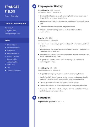 Court Deputy Resume