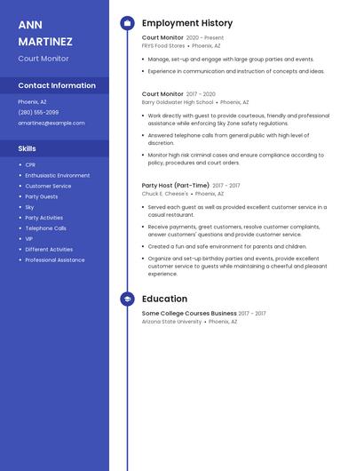 Court Monitor Resume