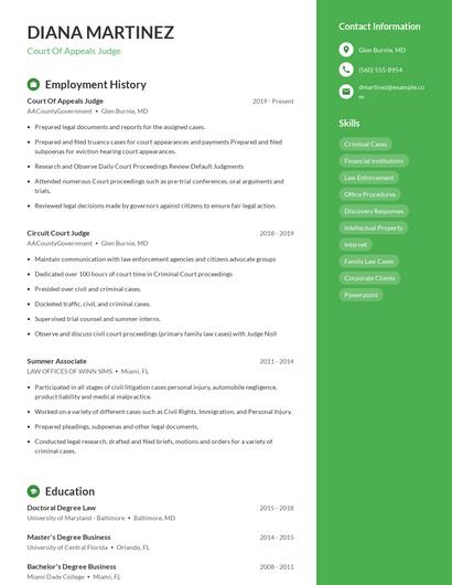 Court Of Appeals Judge Resume