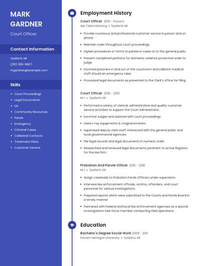 Court Officer Resume
