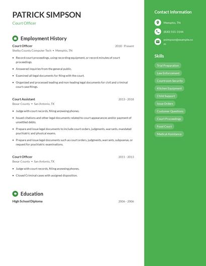 Court Officer Resume