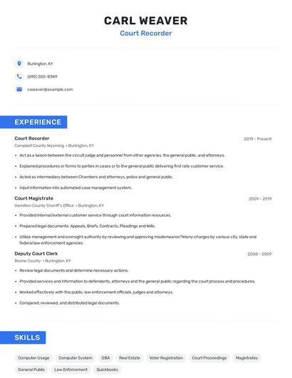Court Recorder Resume