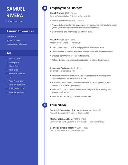 Court Worker Resume
