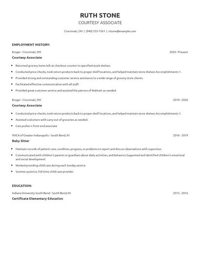 Courtesy Associate Resume