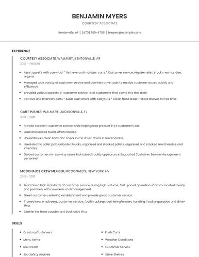 Courtesy Associate Resume