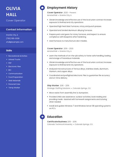 Cover Operator Resume