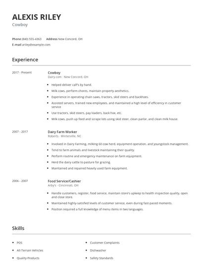 Cowboy Resume