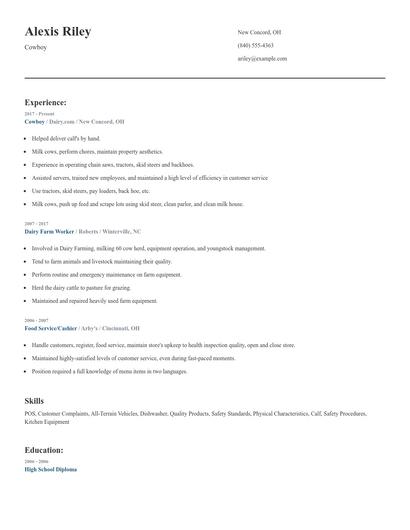 Cowboy Resume
