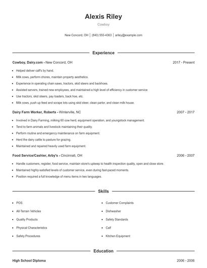 Cowboy Resume