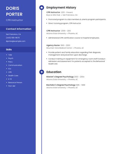 CPR Instructor Resume