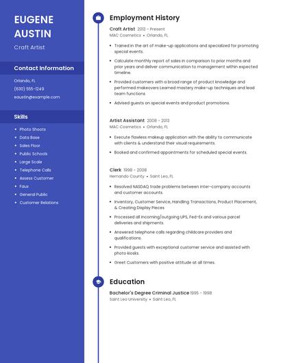 Craft Artist Resume