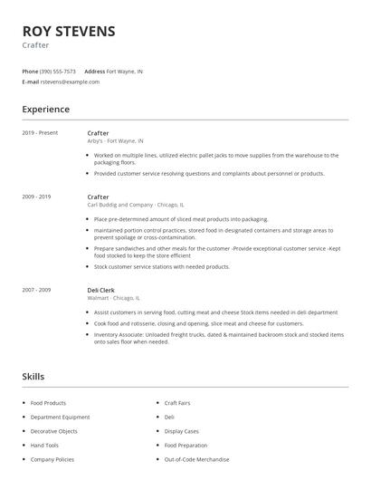 Crafter Resume