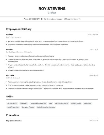 Crafter Resume