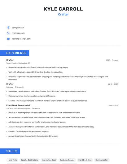 Crafter Resume