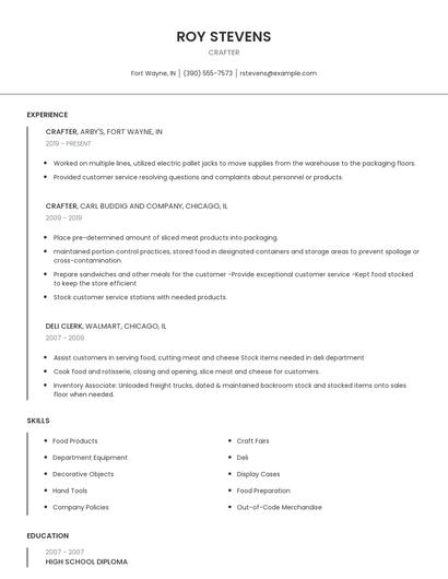 Crafter Resume