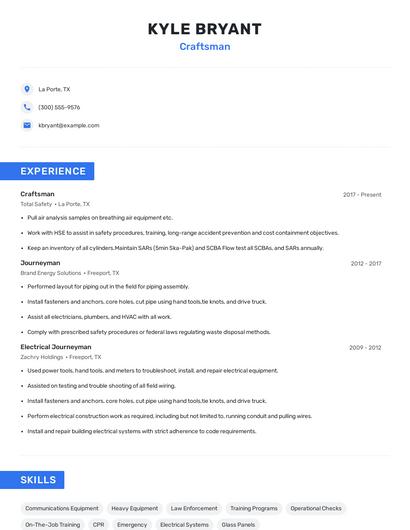 Craftsman Resume