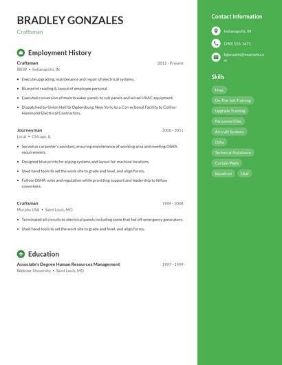 Craftsman Resume