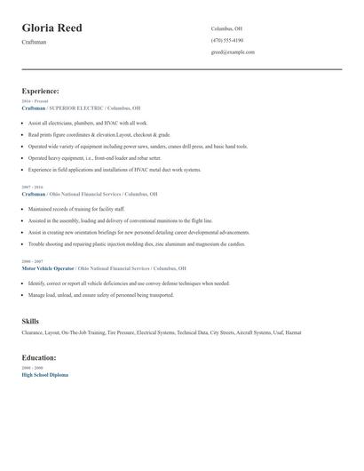 Craftsman Resume