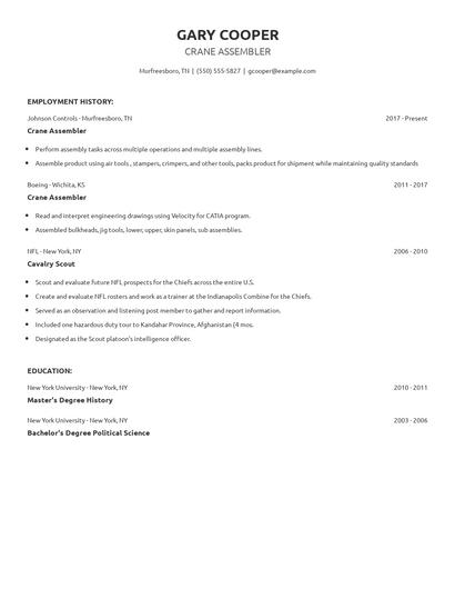 Crane Assembler Resume