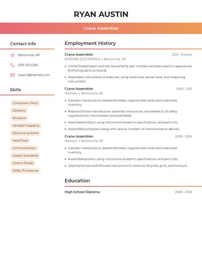 Crane Assembler Resume