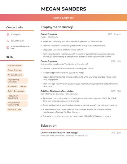 Crane Engineer Resume