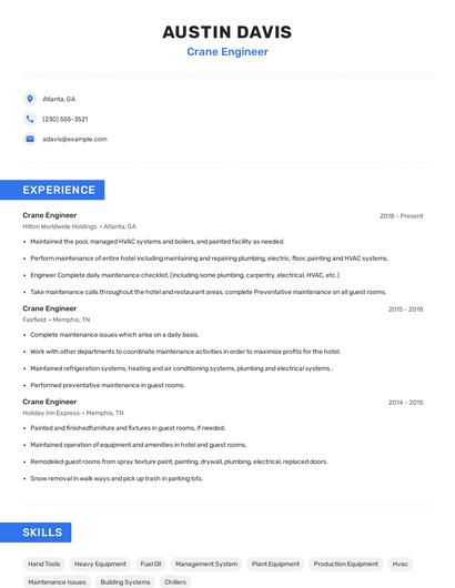 Crane Engineer Resume