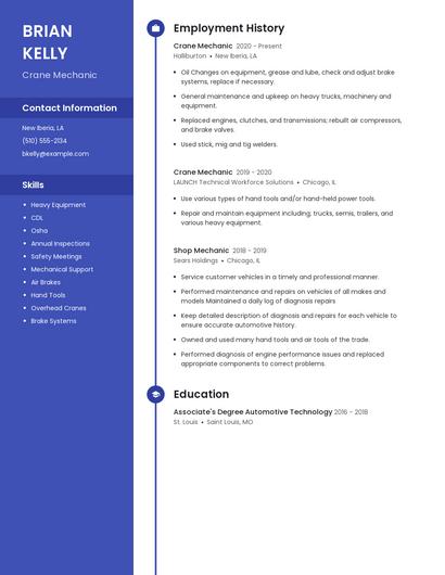 Crane Mechanic Resume