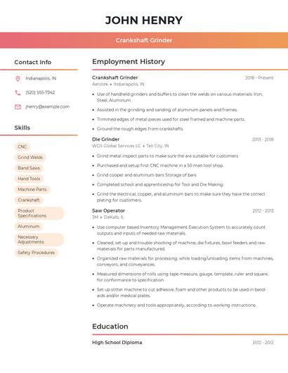 Crankshaft Grinder Resume