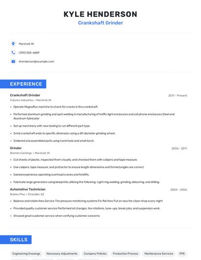 Crankshaft Grinder Resume