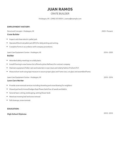 Crate Builder Resume