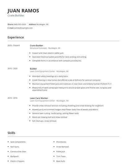 Crate Builder Resume