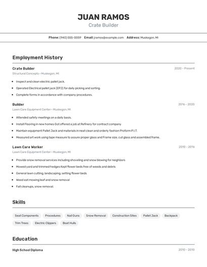 Crate Builder Resume