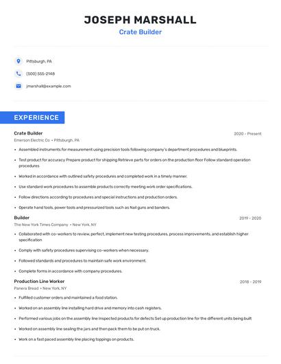 Crate Builder Resume