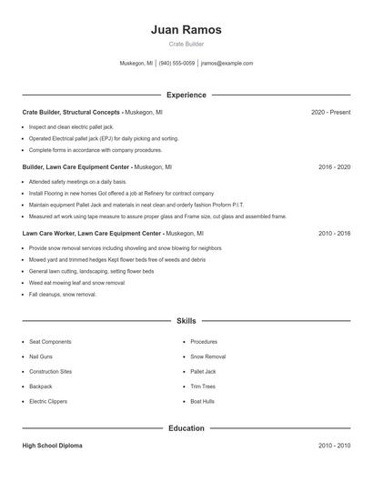 Crate Builder Resume