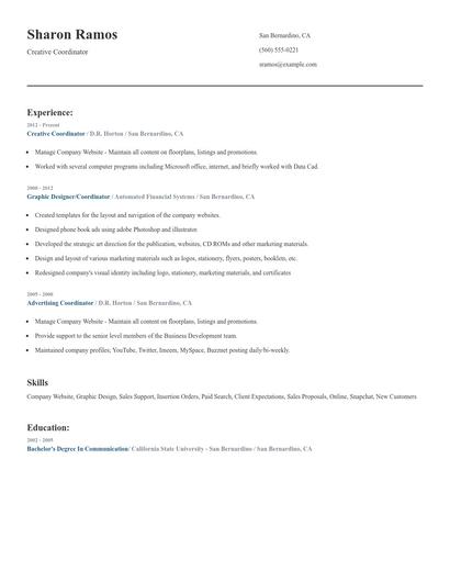 Creative Coordinator Resume