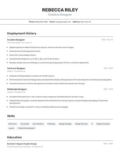 Creative Designer Resume