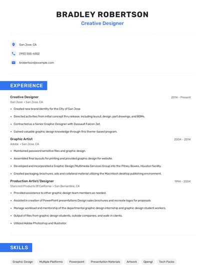 Creative Designer Resume