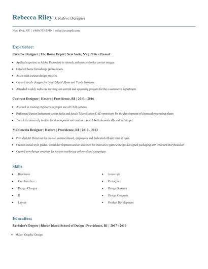 Creative Designer Resume