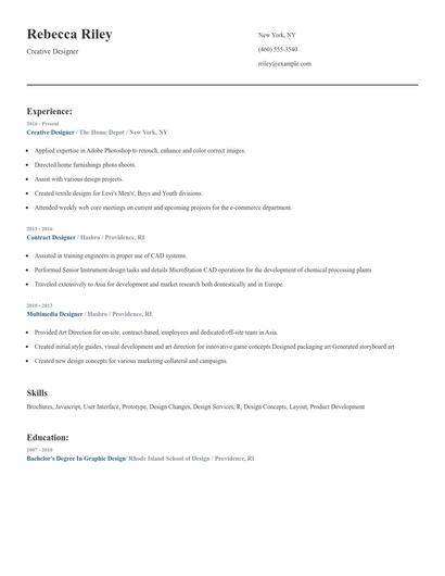 Creative Designer Resume