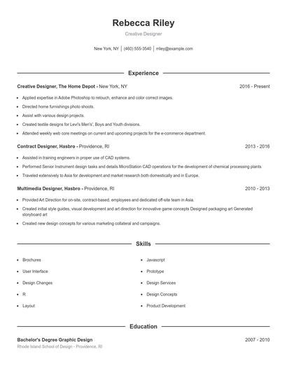 Creative Designer Resume