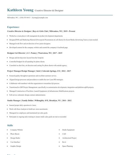 Creative Director & Designer Resume