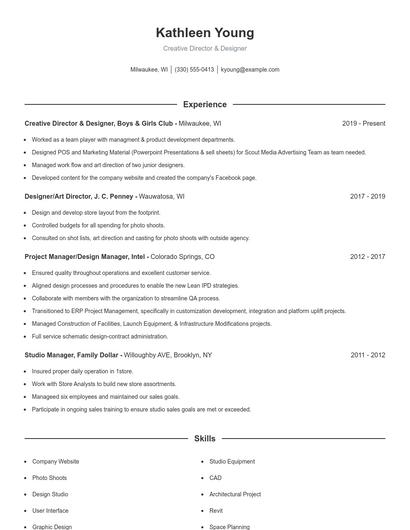Creative Director & Designer Resume