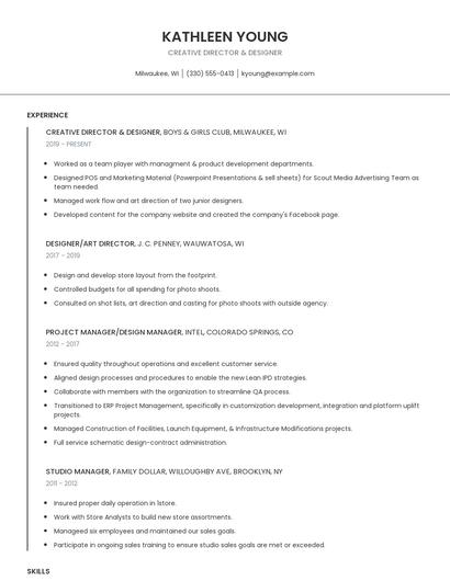 Creative Director & Designer Resume