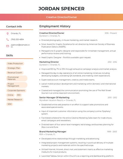 Creative Director/Owner Resume
