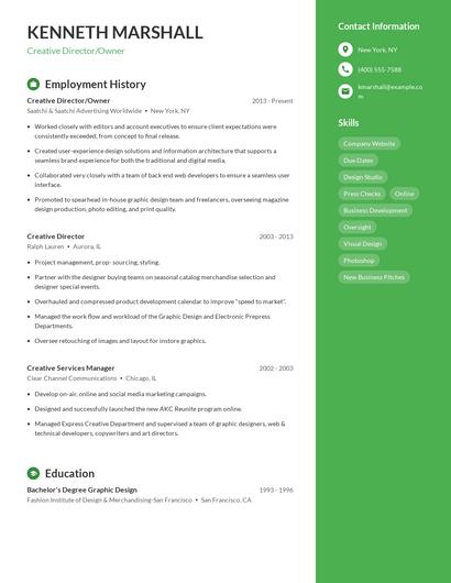 Creative Director/Owner Resume