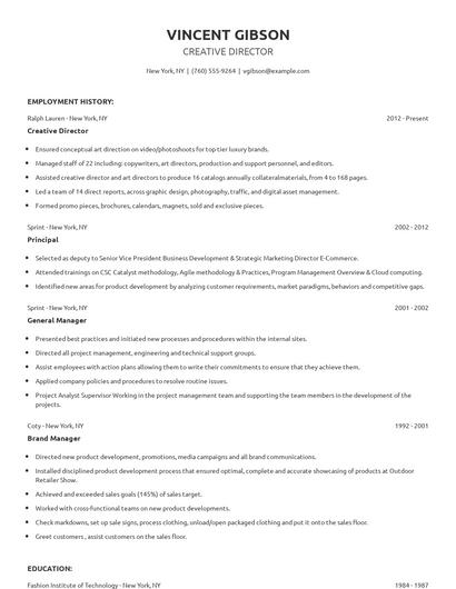 Creative Director Resume