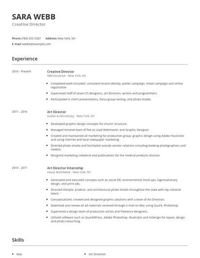 Creative Director Resume