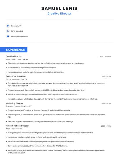 Creative Director Resume